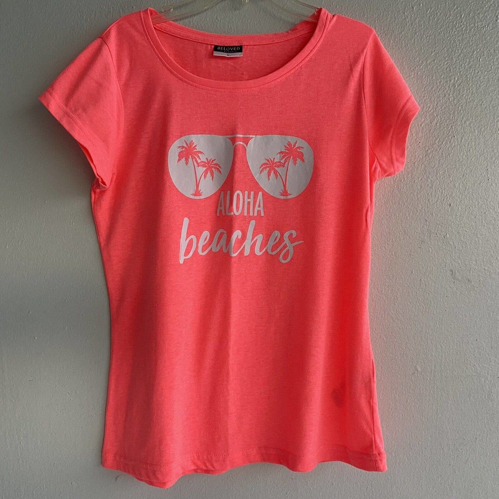 Beloved Women's Pink T-Shirt Short Sleeve Size L